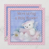 Baby Shower - Ballerina Teddy Bear Einladung (Vorne/Hinten)