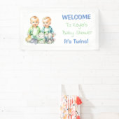 Baby Shower Banner für Twin Boys Blue und Green (InSitu)