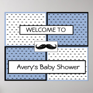 Baby Shower Banner Poster Mustache Themed
