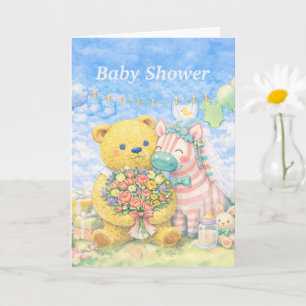 Baby Shower – Bär und Einhorn Karte
