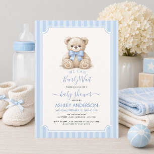 Baby Shower Bärchen Wartezeit Teddybär & Blaue Str Einladung