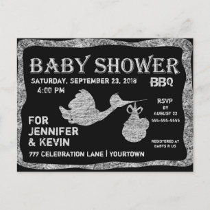 Baby Shower   BBQ   Schiefertafel Einladungspostkarte