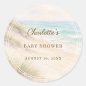 Baby Shower beach coastal summer Runder Aufkleber (Vorderseite)