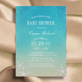 Baby Shower Beach Starfish Elegante Wasserfarbe Einladung