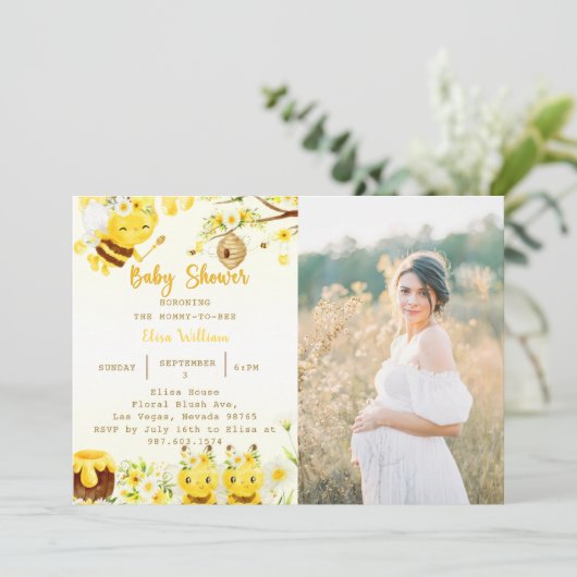 Baby Shower Bee Baby Dusche Einladung (Stehend Vorderseite)