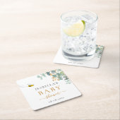 Baby Shower bee eucaluptus script Party Rechteckiger Pappuntersetzer (Vor Ort)