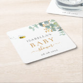 Baby Shower bee eucaluptus script Party Rechteckiger Pappuntersetzer (angewinkelt)