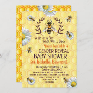 Baby Shower Bee Honeybees Blume Gender Reveal Einladung