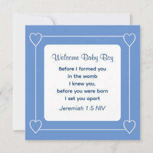 Baby Shower Bible Verse Striping BlueEinladung Einladung