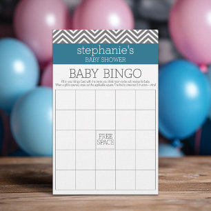 Baby Shower Bingo - Aquamarine und graue Chevrons