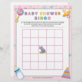 Baby Shower Bingo [Baby Basics Pink] Briefbogen (Vorne/Hinten)
