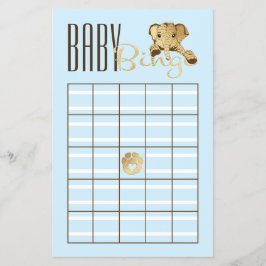 Baby Shower BINGO Baby Blue Gold Elephant Flyer