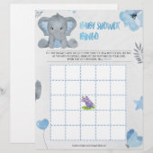 Baby Shower Bingo [Baby Elephant [blau] Briefbogen (Vorne/Hinten)