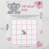 Baby Shower Bingo [Baby Elephant [Rosa] Briefbogen (Vorderseite)