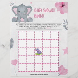 Baby Shower Bingo [Baby Elephant [Rosa] Briefbogen