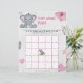 Baby Shower Bingo [Baby Elephant [Rosa] Briefbogen (Stehend Vorderseite)