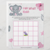Baby Shower Bingo [Baby Elephant [Rosa] Briefbogen (Vorne/Hinten)