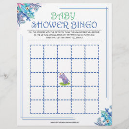Baby Shower Bingo [Blue Floral] Briefbogen