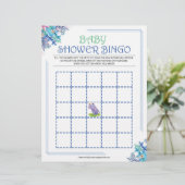 Baby Shower Bingo [Blue Floral] Briefbogen (Stehend Vorderseite)