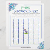 Baby Shower Bingo [Blue Floral] Briefbogen (Vorne/Hinten)