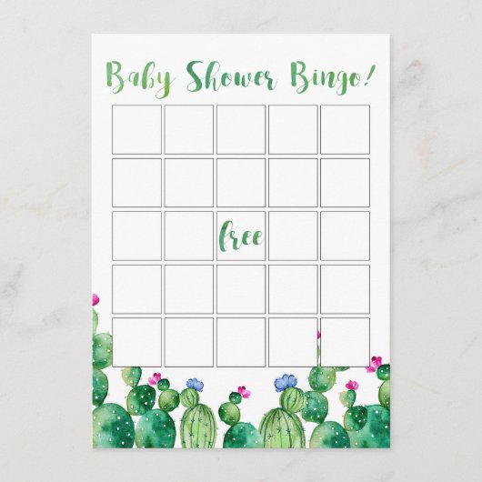Baby Shower Bingo Cactus Fiesta Theme Card Begleitkarte (Vorderseite)