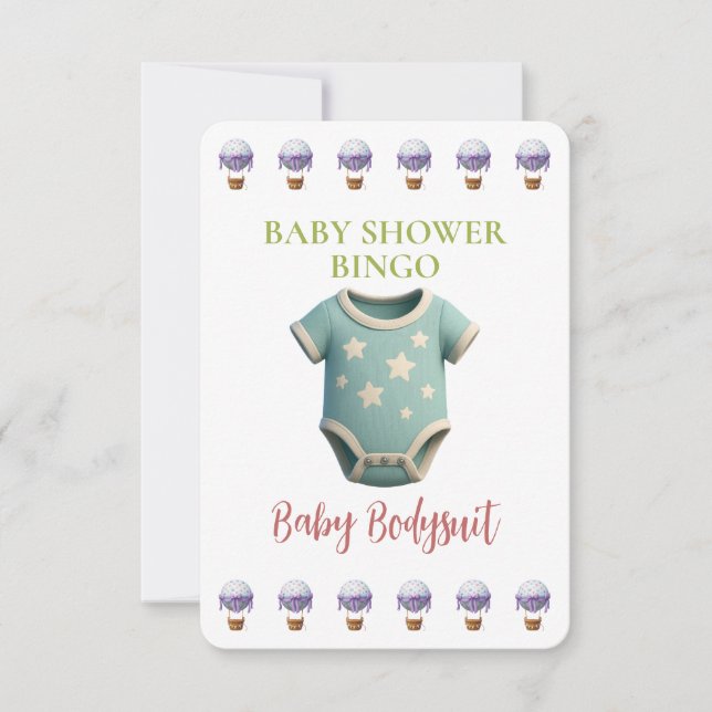 Baby Shower Bingo Card, Funny Game- Baby Bodysuit (Vorderseite)