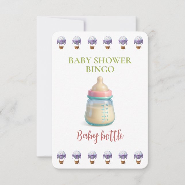 Baby Shower Bingo Card, Funny Game- Baby Bottle (Vorderseite)