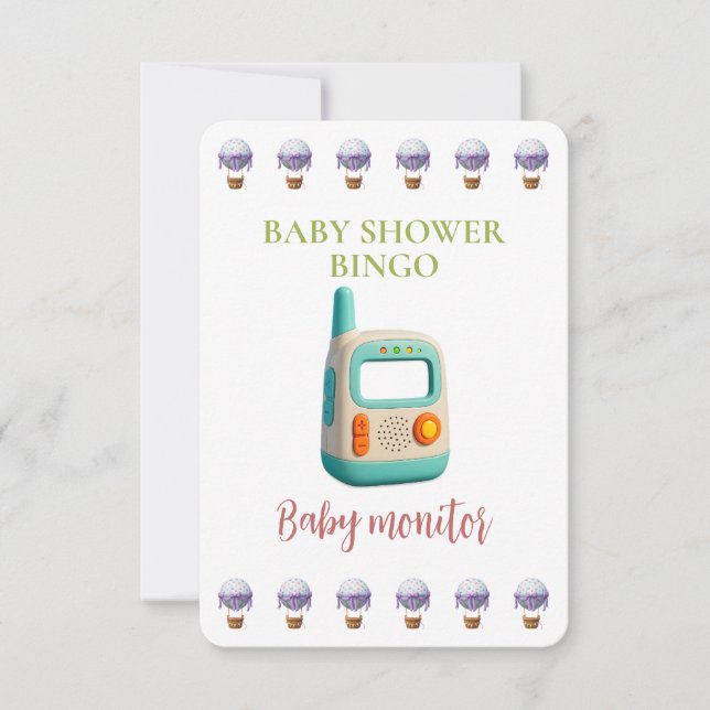 Baby Shower Bingo Card, Funny Game- Baby monitor (Vorderseite)