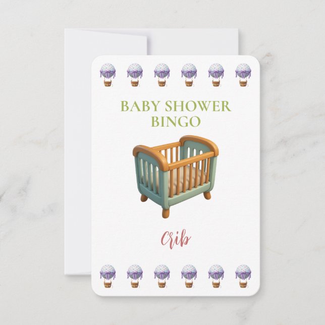 Baby Shower Bingo Card, Funny Game- Crib (Vorderseite)
