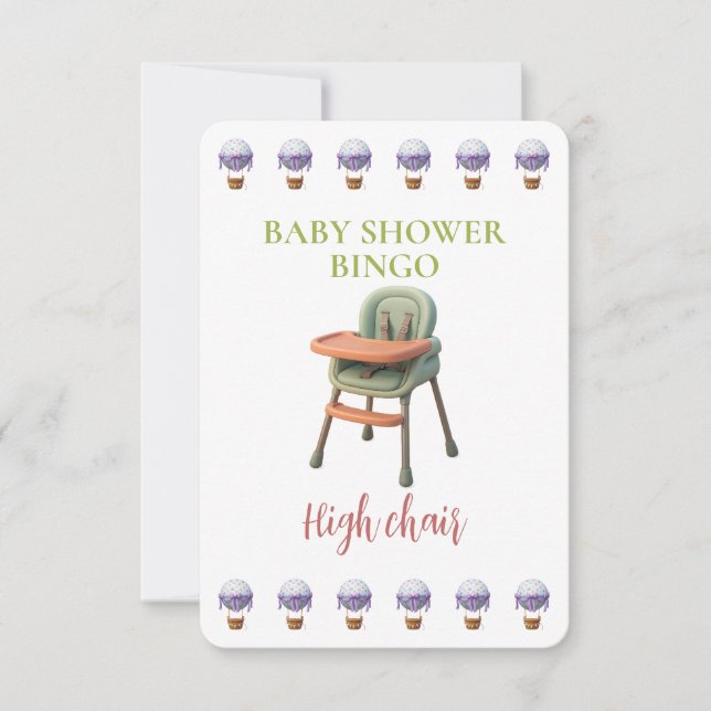 Baby Shower Bingo Card, Funny Game- High Chair (Vorderseite)