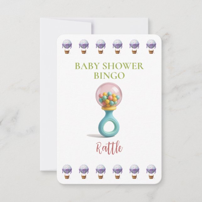 Baby Shower Bingo Card, Funny Game- Rattle (Vorderseite)