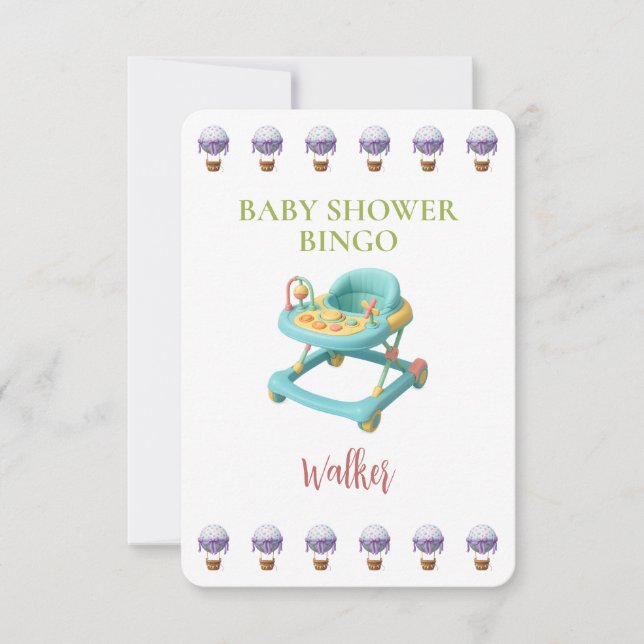 Baby Shower Bingo Card, Funny Game- Walker (Vorderseite)