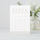 Baby shower bingo cute neutral gingham party card einladung (Stehend Vorderseite)