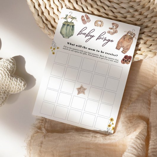 Baby Shower Bingo fall boho Einladung