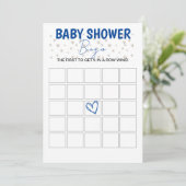 Baby Shower Bingo Game Blue Einladung (Stehend Vorderseite)