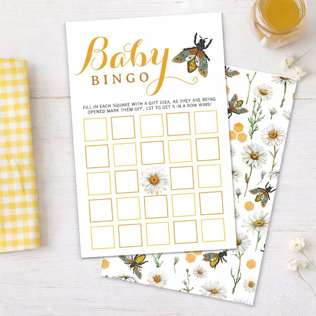Baby Shower Bingo Game | Hummel Honey Bee Theme (Mama Bee Baby Bingo Game Card)