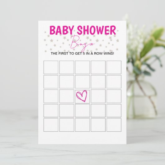Baby Shower Bingo Game - Pink Einladung (Stehend Vorderseite)