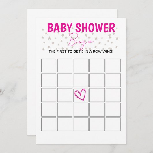 Baby Shower Bingo Game - Pink Einladung (Vorne/Hinten)