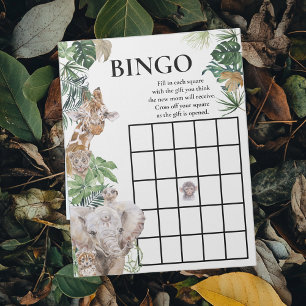 Baby Shower Bingo Jungle Safari Tiere Notizblock