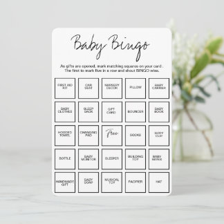 Baby-Shower-Bingo-Karten, einzigartige vorab ausge Einladung