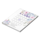 Baby Shower Bingo Lilac Blue Pumpkin Peony Floral Notizblock (Rotiert)