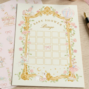 Baby Shower Bingo Märchen Prinzessin Salbei Grün Flyer