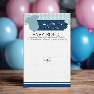 Baby Shower Bingo - Niedliches Boy Polka Dots Game