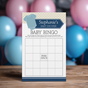 Baby Shower Bingo - Niedliches Boy Polka Dots Game