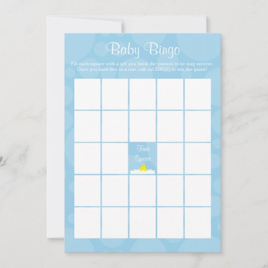 Baby Shower Bingo - Rubber Ducky Theme - Blau Einladung (Vorderseite)