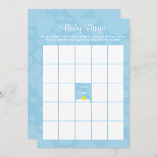 Baby Shower Bingo - Rubber Ducky Theme - Blau Einladung (Vorne/Hinten)