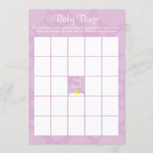 Baby Shower Bingo - Rubber Ducky Theme - Lilac Einladung