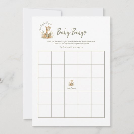 Baby Shower Bingo Spiel Neues Kapitel beginnt Gira Einladung (Vorderseite)