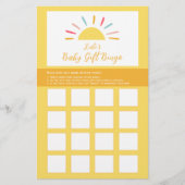 Baby Shower Bingo Spielblatt, Sunshine Miracle Flyer (Vorne)