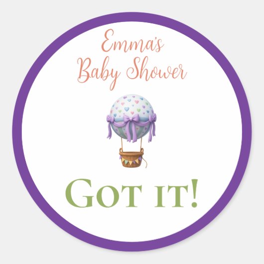 Baby Shower Bingo Stickers – Personalized “Got It! (Vorderseite)